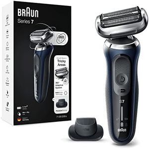 Braun Series 7 Men's Razor with EasyClick Attachment, Electric Shaver & Precision Trimmer, 360° Flex, Wet & Dry, Rechargeable & Cordless, 71-B1200s, Blue