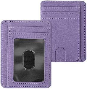 Giantree RFID Blocking Credit Card Case Holder, Slim Credit Card Sleeves ID Case Leather Wallet Coin Identity Credit Card Holder for Women Men, Purple, Minimalist