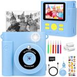 Dhapy Kids Camera Instant Print, 1080P HD Instant Camera, 16x Digital Zoom Kids Camera with Print Paper & DIY Color Pens, 32G SD Card, Birthday Toys for Boys Girls Age 5-10 - Blue