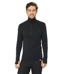 DANISH ENDURANCE Base Layers Men, Long Sleeve Top, Merino Wool, Thermals Men, Warm Winter Thermal Underwear, with or Without a Zipper, Black Halfzip, XL