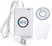 Jadeshay RFID Reader,NFC Reader/Writer ACR122U ISO 14443A/B RFID Card Reader + Free Software in White,Contactless Smart Card Reader Writer with USB Cable