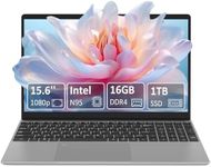 Molegar Business Laptop Computer 15.6 inch,16GB RAM,1TB PCIE NVME SSD,Intel 12th Gen N95,Up to 3.4GHz,15.6" FHD Screen,Fingerprint Reader,Backlit Keyboard,Numeric Keypad,5G WiFi,Silver