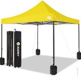 JEAREY Upgraded 10x10 Pop Up Canopy Tent, Heavy Duty Outdoor Canopy with Roller Bag,4 Sand Bags,Yellow