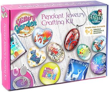 Girls Jewelry Making Kit. Best Necklace Pendant & Bracelet Crafting Set with Glass Beads & Charms. Fashion Accessories, Arts Crafts Supplies. Birthday Gift