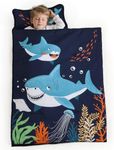 PHF Shark Toddler Nap Mat Set, with Removable Pillow for Toddler Boys, Soft and Lightweight for Daycare, Preschool, Travel, Kindergarten Sleeping Bag, Fits Ages 3-6 Years, Shark