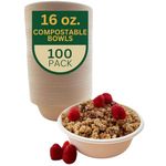 Eco Fairy - 16 oz. Disposable Bowls - 100 Pack Paper Bowls - Heavy-Duty Biodegradable & Compostable Bowls for Hot Soup, Ice Cream, Salad, Cereals & Snacks - Alternative to Single-use Plastic Bowls