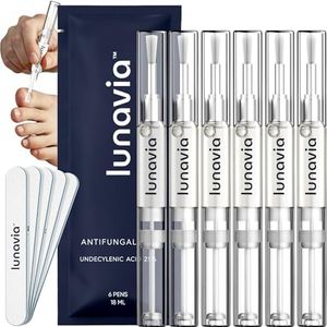 Lunavia Antifungal Pen – Cures Most Athlete’s Foot, Jock Itch, and Ringworm - 25% Undecylenic Acid with added Tea Tree, Jojoba, Clove Bud Oils & Aloe - 6-Pack Twist Pen (18ML Volume)
