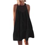 Generic Z-254 Black Women Sleeveless Swimsuit Dress Sun Dresses Swimsuit Swim Dress for Women Crewneck Beach Happy Festival Gift Hawaiian Tropical Plain Midi Swimsuit 2024 9Q XL