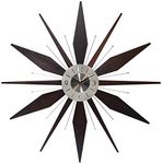 Infinity Instruments Utopia Mid-Century 30 inch Wood and Metal Wall Clock, Walnut Dark Wood