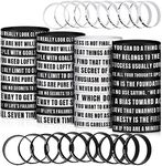 60 Pieces Motivational Silicone Wristbands Inspirational Quote Bracelets Rubber Silicone Bracelets Stretch Wristbands for Men Women Teens Birthday Party Supplies, 30 Styles, 2.3 inches in diameter,