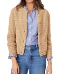 PRETTYGARDEN Women's Fall Cardigan Sweaters Casual Long Sleeve Open Front Button Down Trendy Jackets Outerwear (Khaki,Large)