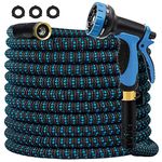 GUKOK 25 FT Expandable Garden Hose, Water Hose with 10-Function High-Pressure Spray Nozzle, Heavy Duty Flexible Hose, 3/4" Solid Brass Fitting