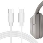 Geekria QuickFit Headphones Charging Cable for Sony WH-1000XM4, WH-1000XM3, WH-XB900N, WH-H910N, WH-CH510, WH-H810, WH-XB700 / USB-C to USB-C Headphone Charger Cord (White, 4FT)