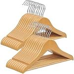 SONGMICS Children's Wooden Hangers 20-Pack, Solid Wood Kid's Clothes Hanger, Swivel Hooks, Natural and Silver UCRW06NL