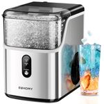 EUHOMY Nugget Ice Makers Countertop, Pebble Ice Maker Machine with 35lbs/24H Soft Ice, Self-Cleaning Sonic Ice Maker with Ice Scoop&Basket for Home/Kitchen/Office(Stainless Steels)