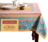 Maison d' Hermine Tablecloth 60"x90" - Marquise Pattern - Rectangle Decorative Cotton Tablecloth for Dining Room, Home, Farmhouse, Parties, Outdoor, Boho & Wedding - Ideal for Spring & Summer