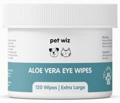 pet wiz Vet Approved | 120 Extra Large Natural Eye Wipes | Gentle & Soothing