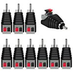 KUOQIY 10 PCS RCA Male to 2 Screw Terminal Strip Speaker Phono, RCA to Speaker Wire Adapter, Video Audio Spring Press Type Balun for CCTV (Male RCA Adapter)