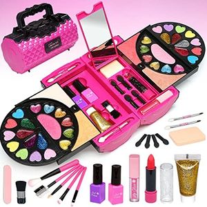 Amerrly Set Trucco per Bambini Ragazze - 59 Pezzi Set Trucco Bambini Lavabile Sicuro Ragazze, Giocattoli per Ragazze dai 4 ai 12 Anni, Regali di Natale per Feste di Compleanno per Ragazze