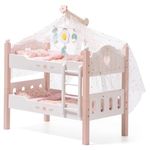 ROBOTIME Baby Doll Bunk Beds, Wooden Baby Doll Crib, Stackable Doll Bed Toy, High18 inch Dolls Furniture Fits American Girl 3+ (Pink, 2 Pcs Beds)