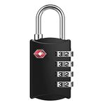 ZHEGE Suitcase Lock, TSA Approved Luggage Lock, 4 Digit Travel Lock for Backpack, Laptop Bag, Briefcase and Tent Zippers, Small Padock for Gym Lockers, Drawer (Black)