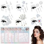 MAYCREATE® 6 Pcs Temporary Tattoo for Women Rhinestone Gems Face Tattoo Sticker Self Adhesive Crystal Stickers Makeup Decoration Gem Stone Temporary Tattoos for Party, Festival, Performance