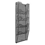 Amazon Basics 5 Pocket Wall Mount File Holder, Metal Mesh Hanging Document Organizer, Multipurpose Magazine Holder Rack