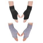 2 Pairs Cashmere Fingerless Gloves, Winter Warm Gloves Grey Black Fingerless Gloves Women Warm Knitted Gloves Thumb Hole Gloves Fingerless Wrist Gloves Mittens for Women Men Christmas Gifts