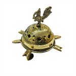 Trinity Designs Durable Dhoop Dani Brass | Dhuni Burner with Handle | Turtle Design | Incense Burner for Home Efficient Air Purification for A Serene Ambiance 350 Grams