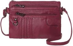 MINICAT Treble Pockets Small Crossbody Purse Cell Phone Purse Shoulder Bags for Women(Dark Red)