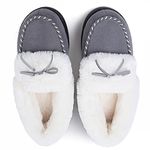 RockDove Women's Faux Fur Lined Micro Suede Moccasin Slipper, Size 8-9 US Women, Dove Grey