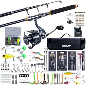 Goture Fishing Rod and Reel Combos, Telescopic Pole Spinning Reel Lures Set, Telescopic Fishing Rod Upgrade Fishing Kit for Travel Saltwater Freshwater G4 2.4M