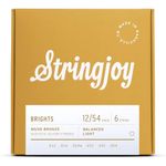 Stringjoy BB1254 Brights 80/20 Bronze Acoustic Guitar Strings, (Light Gauge - 12-54)