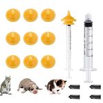 10 Packs of Silicone Feeding Mini Nipples for Kittens and Puppies with Syringe - Perfect for Newborn Puppy Kitten Squirrels and Other Newborn Pets (10 Mini)