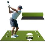 RIKADE 5x4ft & 6x4ft Professional Golf Hitting Mat, Optional Dual-Turf or Integrated Ball Tray, 10mm/15mm Non-Slip EVA Base, Backyard Garage Golf Simulator Indoor Outdoor Practice Training Mat