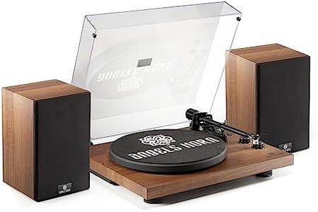 ANGELS HORN Vinyl Record Player, Hi-Fi System Bluetooth Turntable Players with Stereo Bookshelf Speakers, Built-in Phono Preamp, Belt Drive 2-Speed, Adjustable Counterweight, AT-3600L