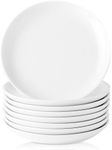 8-Piece Ceramic Appetizer Plates, Small Dessert Plates, 14.2cm White Round Plates for Kitchen, Mini Dinner Plates Small Porcelain Saucers for Serving Appetizer, Cake, Pie, Snack, Bread