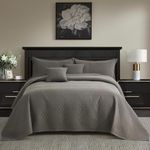 Blythease Oversized King Bedspread 128x120 Extra Wide, Modern & Contemporary Look, Lightweight Bedding Cover, Reversible, 5 Piece, 100% Microfiber, Brown