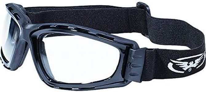 Global Vision Trip Motorcycle Goggles Gloss and Matte Black Frames with Clear Lenses ANSI Z87.1+