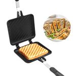 Grilled Sandwich Maker, Non-stick Panini Maker Grilled Cheese Maker Double Sided Frying Pan Flip Grill Pan for Breakfast Toast Panini Waffle (13.8 x 5.9 Inches)