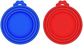 Silicone Pet Can Cover, 2PCS Universal Food Can Lids Fits All Standard Size Dog and Cat Can Tops (Blue & Red)