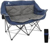 LANMOUNTAIN Folding Loveseat Camping Chair,Portable Double Chair w/Cup Holder,Wine Glass Holder,Carry Bag Heavy Duty Lawn Chair for 2 Adults,Perfect for Camp,Hiking,Picnics and Beach Trips,Blue