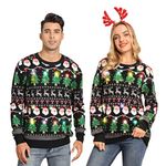 Belovecol Men Ugly Christmas Sweater LED Light Up Xmas Jumper Knitted Pullover Novelty Funny Santa Claus Sweatshirt Clothes M