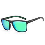 ZENOTTIC Polarized Sunglasses for Men Lightweight TR90 Frame UV400 Protection Square Sun Glasses (S02 Black Frame/Green Mirrored Lens)