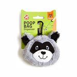 BarkButler x Fofos Plush Dog Poop Bag Dispenser Racoon + Poop Bag Roll (17 Biodegrable Bags), Grey|Leak-Proof|Easy to Carry|Leash Clip|For All Dog Breeds