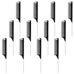 Haisheng 12PCS Hairdressing Combs Set, Black Anti-Static Tail Comb, Salon Hairdressing Comb Tail Comb Set for Women Men Barber