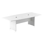 Bush Furniture Bush Business Furniture 96W x 42D Boat Shaped Conference Table with Wood Base in White