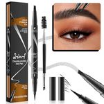 Microblading Eyebrow Pen - Magical Eyebrow Pencil 2-in-1 Dual-Ended Eye Brow Pencils for Women with Waterproof 4-Fork-Tip & Precise Brush-Tip Create Natural Hair