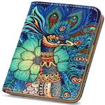 APHISON Purses for Women Small Wallet with Zipper RFID Blocking Slim Vegan Leather Wallet Bifold Card Holder Coin Pocket Ladies Purse with ID Window Peacock