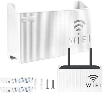 FAELNK WiFi Router Storage Box Shelf Wall WLAN Router Box Hide Wall Hangings TV Cable Hide Box WiFi Rack Wall Decoration Decorative Box for Router Cable Organiser Box White